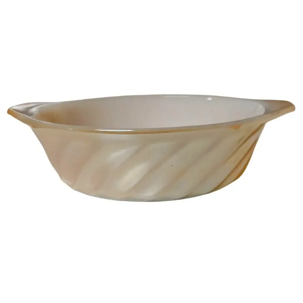 🍑👩🏻‍🍳🍽️Retro Anchor Hocking Mini Casserole Dish Milk Glass Peach Luster